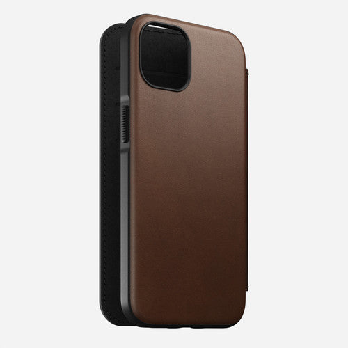 Modern Leather Folio for iPhone 13 Pro Max - Rustic Brown Modern Leather Folio for iPhone 13 Pro Max - Rustic Brown
